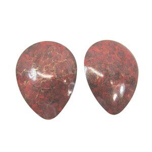Vintage Oversized Red Rust Marbled Pierced Earrings 50076